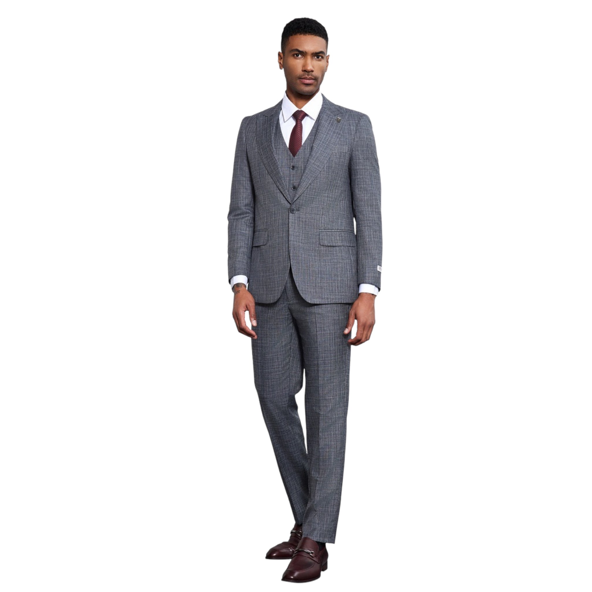 STACY ADAMS: Solid Texture 3pc. Suit SM173H